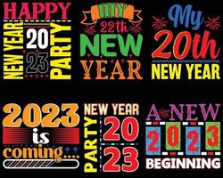 Happy New Year Quotes T-Shirt Design Bundle. The Best Happy New Year Quotes t-Shirt Design. vector