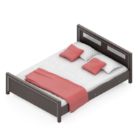 Isometric Bedroom 3D render png