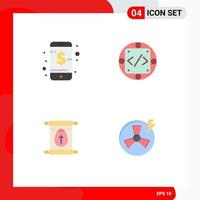 4 Universal Flat Icons Set for Web and Mobile Applications business education smart implementation scroll Editable Vector Design Elements