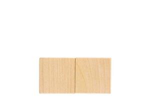 Two wooden cubes, with space for text. White isolated background. copy space. photo