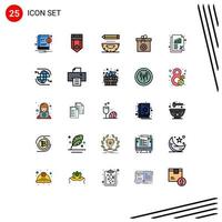 Filled line Flat Color Pack of 25 Universal Symbols of spring box stripe gift development Editable Vector Design Elements