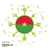 burkina faso coronavius bandera fondo de conciencia quédese en casa manténgase saludable cuide su propia salud ore por el país vector