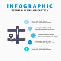 Map Navigation Pin Solid Icon Infographics 5 Steps Presentation Background vector