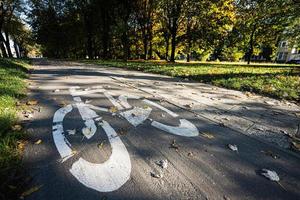 Symbol of bike path in the autumn park. photo