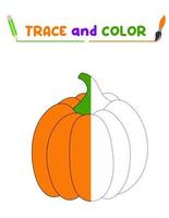 Coloring book with a pumpkin. YOrange pear. Education and entertainment for preschool children.Trace and color it vector