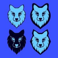 Collection set blue wolf Illustration hand drawn sketch doodle for tattoo, stickers, etc vector