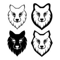 Collection set wolf Illustration hand drawn sketch doodle for tattoo, stickers, etc vector