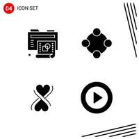 Collection of 4 Vector Icons in solid style Pixle Perfect Glyph Symbols for Web and Mobile Solid Icon Signs on White Background 4 Icons Creative Black Icon vector background