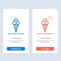 cono de helado de playa azul y rojo descargar y comprar ahora plantilla de tarjeta de widget web vector