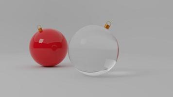 adorno de navidad, decoración de navidad, bola de navidad de vidrio en blanco para el árbol, ilustración de representación 3d foto