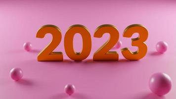 feliz año nuevo 2023 fondo de decoración, texto de año nuevo 2023, ilustración de representación 3d foto