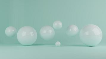 3D render of round reflected spheres, Glossy bubbles in empty space, 3d render illustration photo