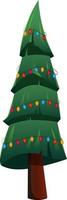 Cartoon Christmas tree with glowing garland on transparent background vector