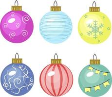 conjunto de bolas de navidad de colores vector