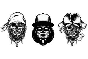 Collection of Skull pirates crew vector illustration