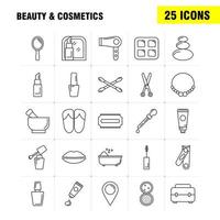 Beauty And Cosmetics Line Icon for Web Print and Mobile UXUI Kit Such as Jewel Necklace Present Lips Cosmetic Mouth Beauty Clothes Pictogram Pack Vector