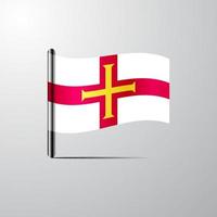 vector de diseño de bandera brillante que agita de guernsey