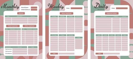 Set of geometric style planners. A template for a weekly and daily Planner. Monthly budget planner vector