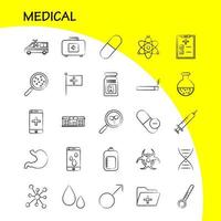 iconos dibujados a mano de salud establecidos para infografías kit uxui móvil y diseño de impresión incluyen jeringa medicina médica hospital estetoscopio medicina médica doctor eps 10 vector