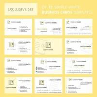 conjunto de 12 plantillas de tarjetas de negocios creativas de factura logotipo creativo editable y fondo de tarjeta de visita