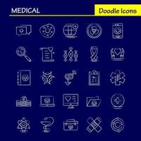 los iconos médicos dibujados a mano establecidos para infografías kit uxui móvil y diseño de impresión incluyen pulmones parte del cuerpo médico ciencia medicina salud colección médica logotipo y pictograma de infografía moderna vector