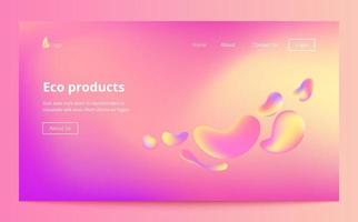 Landing site page template. Header for website. Liquid flow glow, lava lamp geometric background for banner, card, UI design or wallpaper. Gradient mesh wave drop shape. Fluid colorful 3d. vector