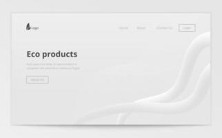 Landing site page template. Header for website. Liquid flow glow, lava lamp geometric background for banner, card, UI design or wallpaper. Gradient mesh wave drop shape. Fluid white 3d tubes. vector