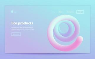 Landing site page template. Header for website. Liquid flow glow, lava lamp geometric background for banner, card, UI design or wallpaper. Gradient mesh wave drop shape. Fluid colorful 3d tubes. vector