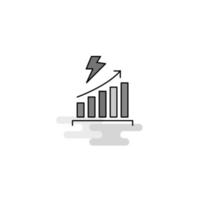 Graph rising Web Icon Flat Line Filled Gray Icon Vector