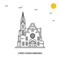 iglesia de cristo monumento de windhoek viaje mundial fondo de ilustración natural en estilo de línea vector