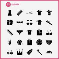 los iconos de glifos sólidos de moda establecidos para el kit de uxui móvil de infografía y el diseño de impresión incluyen tiempo de visualización horas minutos cámara fotografía haga clic en imágenes colección logotipo infográfico moderno y pi vector