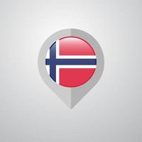 puntero de navegación de mapa con vector de diseño de bandera de noruega