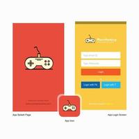 Company Game controller Splash Screen and Login Page design with Logo template Mobile Online Business Template vector