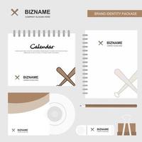 Baseball bat Logo Calendar Template CD Cover Diary and USB Brand Stationary Package Design Vector Template