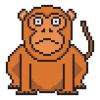 Cute angry monkey cartoon pixel art vector