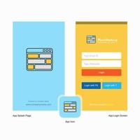 Company Website Splash Screen and Login Page design with Logo template Mobile Online Business Template vector