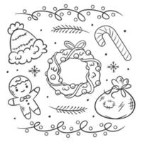 Set of hand drawn Christmas object elements vector