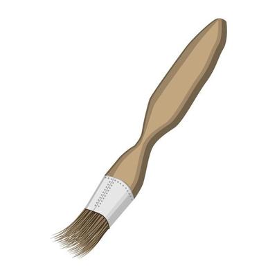 Paint brush, for the artist or for archaeologists and cleaning during excavations. Wooden handle with iron bristle holder. Vector EPS10.