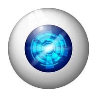 Digital eye isolated on white. Numbers with circles in a blue pupil. Vector illustration.