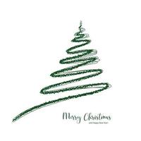 Hand drawn christmas tree on white background vector