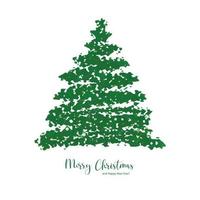 Creative hand drawn christmas green tree on white background vector