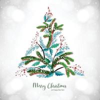 Merry christmas and happy new year greeting card decorative tree background vector