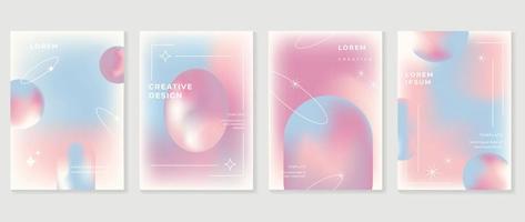 Abstract gradient fluid liquid cover template. Set of modern poster with vibrant graphic color, hologram, line. Minimal with pastel color design for flyer brochure, background, wallpaper, banner. vector