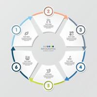 Basic circle infographic with 6 steps, process or options. vector