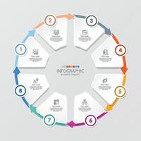 Basic circle infographic with 8 steps, process or options. vector