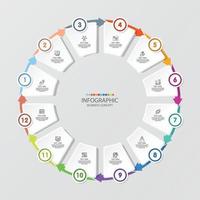 Basic circle infographic with 12 steps, process or options. vector