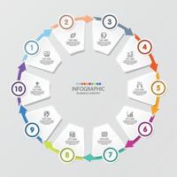 infografía circular básica con 10 pasos, procesos u opciones. vector