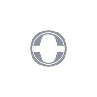 Elliptical logo vector design inside circle with thick white line