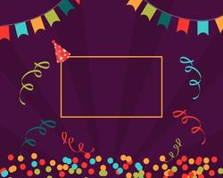 Festive background with bright confetti and flags. Pro Vector