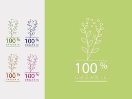 Organic label with floral vector in various suitable color